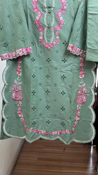Pakistani Original Hayat Stitched Cotton Co-ords 2 Pcs _ Frog Green 